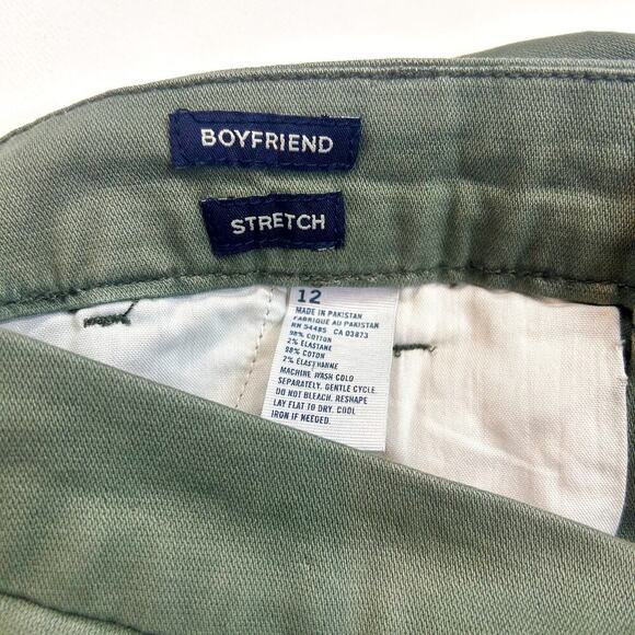 Army Green Boyfriend Stretch Preppy Rolled Hem Shorts Minimalist Women Size 12 - Picture 4 of 4